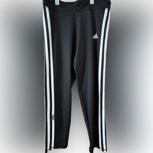 adidas Black Joggers with White Side Stripes - Kids